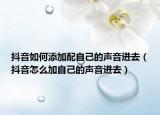 抖音如何添加配自己的聲音進去（抖音怎么加自己的聲音進去）
