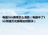 電腦1kb病毒怎么清除（電腦中了1kb快捷方式病毒如何解決）