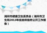 湖州市健康衛(wèi)生委員會（湖州市衛(wèi)生局2013年度政府信息公開工作報告）