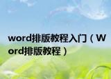 word排版教程入門（Word排版教程）