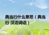 典當(dāng)行什么意思（典當(dāng)行 漢語詞語）