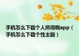 手機(jī)怎么下載個(gè)人所得稅app（手機(jī)怎么下載個(gè)性主題）