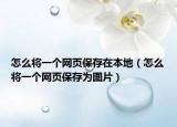 怎么將一個網(wǎng)頁保存在本地（怎么將一個網(wǎng)頁保存為圖片）