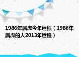 1986年屬虎今年運程（1986年屬虎的人2013年運程）
