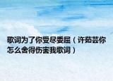 歌詞為了你受盡委屈（許茹蕓你怎么舍得傷害我歌詞）