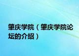 肇慶學院（肇慶學院論壇的介紹）