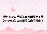 華為nova3手機怎么關(guān)閉程序（華為nova3怎么關(guān)閉后臺應(yīng)用程序）