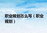 職業(yè)規(guī)劃怎么寫(xiě)（職業(yè)規(guī)劃）