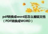 pdf轉(zhuǎn)換成word后怎么編輯文檔（PDF轉(zhuǎn)換成WORD）