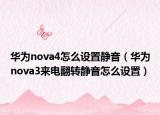 華為nova4怎么設(shè)置靜音（華為nova3來電翻轉(zhuǎn)靜音怎么設(shè)置）