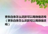 京東白條怎么還款可以用微信還嗎（京東白條怎么還款可以用微信還嗎）