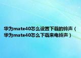 華為mate40怎么設置下載的鈴聲（華為mate40怎么下載來電鈴聲）