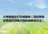 大學(xué)教務(wù)處打印成績(jī)單（高校教務(wù)處系統(tǒng)打印電子版的成績(jī)單方法）