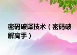 密碼破譯技術(shù)（密碼破解高手）