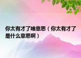 你太有才了啥意思（你太有才了是什么意思啊）