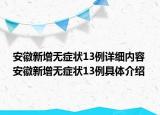 安徽新增無癥狀13例詳細(xì)內(nèi)容 安徽新增無癥狀13例具體介紹