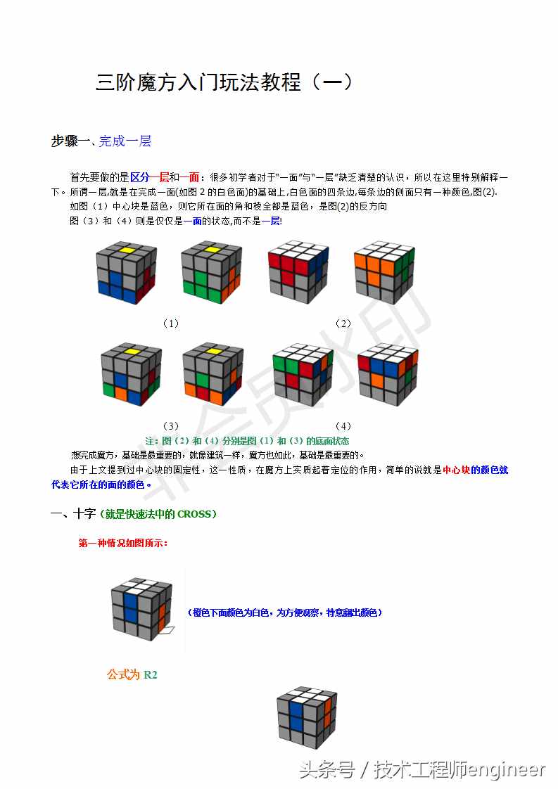 簡單易學的還原魔方的常用口訣公式及圖解