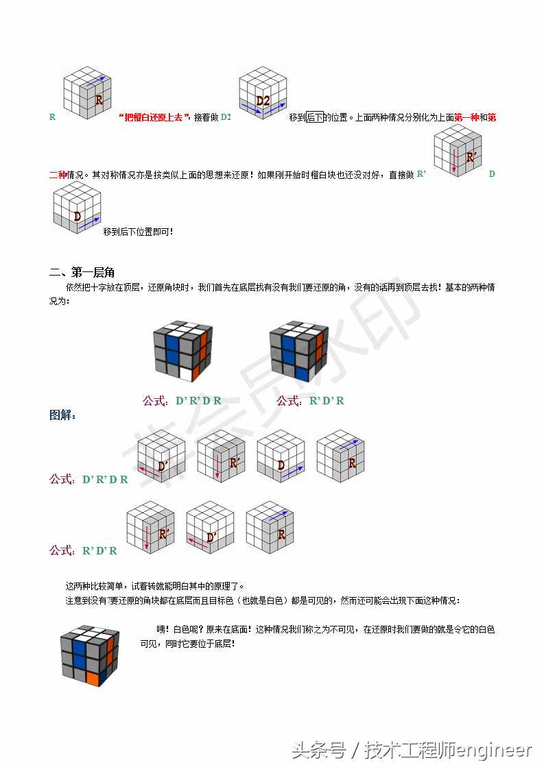 簡單易學的還原魔方的常用口訣公式及圖解