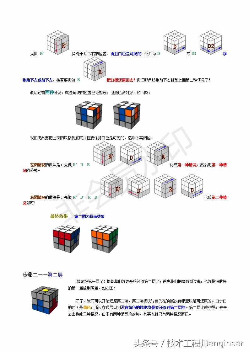 簡單易學的還原魔方的常用口訣公式及圖解