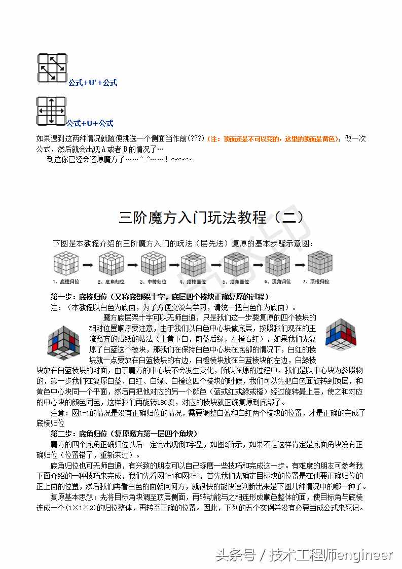 簡單易學的還原魔方的常用口訣公式及圖解