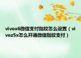 vivox6微信支付指紋怎么設置（vivoz5x怎么開通微信指紋支付）