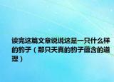 讀完這篇文章說說這是一只什么樣的豹子（那只天真的豹子蘊含的道理）