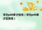 華為p40多少快充（華為p40多少瓦快充）