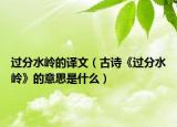 過分水嶺的譯文（古詩《過分水嶺》的意思是什么）