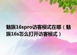 魅族16spro訪客模式在哪（魅族16s怎么打開訪客模式）
