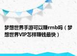 夢想世界手游可以賺rmb嗎（夢想世界VIP怎樣賺錢最快）
