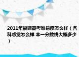 2011年福建高考難易度怎么樣（各科感覺怎么樣 本一分數(shù)線大概多少）
