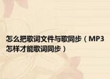 怎么把歌詞文件與歌同步（MP3怎樣才能歌詞同步）