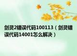 劍靈2錯誤代碼100113（劍靈錯誤代碼14001怎么解決）