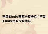 蘋果13mini是雙卡雙待嗎（蘋果13mini是雙卡雙待嗎）
