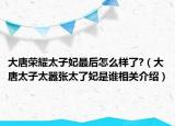 大唐榮耀太子妃最后怎么樣了?（大唐太子太囂張?zhí)隋钦l相關介紹）