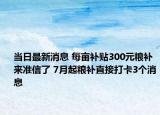 當(dāng)日最新消息 每畝補(bǔ)貼300元糧補(bǔ)來準(zhǔn)信了 7月起糧補(bǔ)直接打卡3個消息