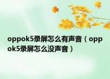 oppok5錄屏怎么有聲音（oppok5錄屏怎么沒聲音）