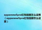 opporeno5pro紅包提醒怎么設置（opporeno5pro紅包提醒怎么設置）
