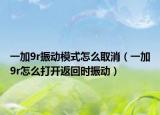 一加9r振動模式怎么取消（一加9r怎么打開返回時振動）