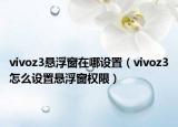 vivoz3懸浮窗在哪設(shè)置（vivoz3怎么設(shè)置懸浮窗權(quán)限）