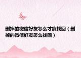 刪掉的微信好友怎么才能找回（刪掉的微信好友怎么找回）