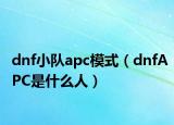 dnf小隊(duì)apc模式（dnfAPC是什么人）