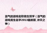霸氣的游戲名稱男生雙字（霸氣的游戲男生名字2013最新版_沖天之神）