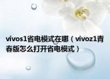 vivos1省電模式在哪（vivoz1青春版怎么打開(kāi)省電模式）