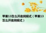 蘋果13怎么開夜間模式（蘋果13怎么開夜間模式）