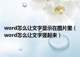 word怎么讓文字顯示在圖片里（word怎么讓文字豎起來）