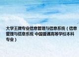 大學(xué)王牌專業(yè)信息管理與信息系統(tǒng)（信息管理與信息系統(tǒng) 中國(guó)普通高等學(xué)校本科專業(yè)）