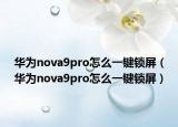 華為nova9pro怎么一鍵鎖屏（華為nova9pro怎么一鍵鎖屏）