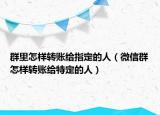 群里怎樣轉(zhuǎn)賬給指定的人（微信群怎樣轉(zhuǎn)賬給特定的人）