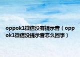 oppok1微信沒有提示音（oppok1微信沒提示音怎么回事）